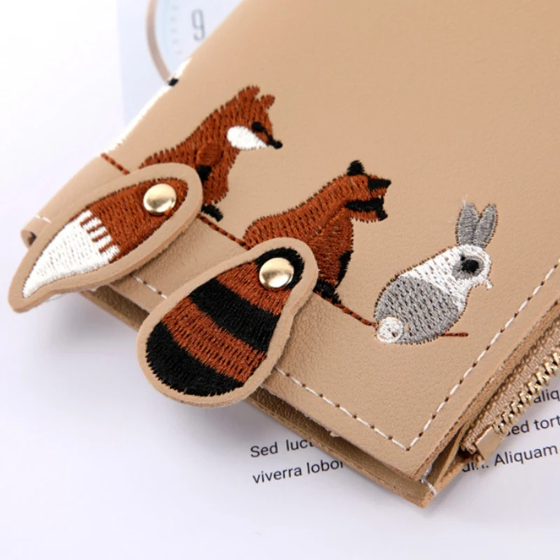 

Lovely Cartoon Animals Long Leather Wallet Female Coin Purse Hasp Zipper Purse Women Girl Card Holder