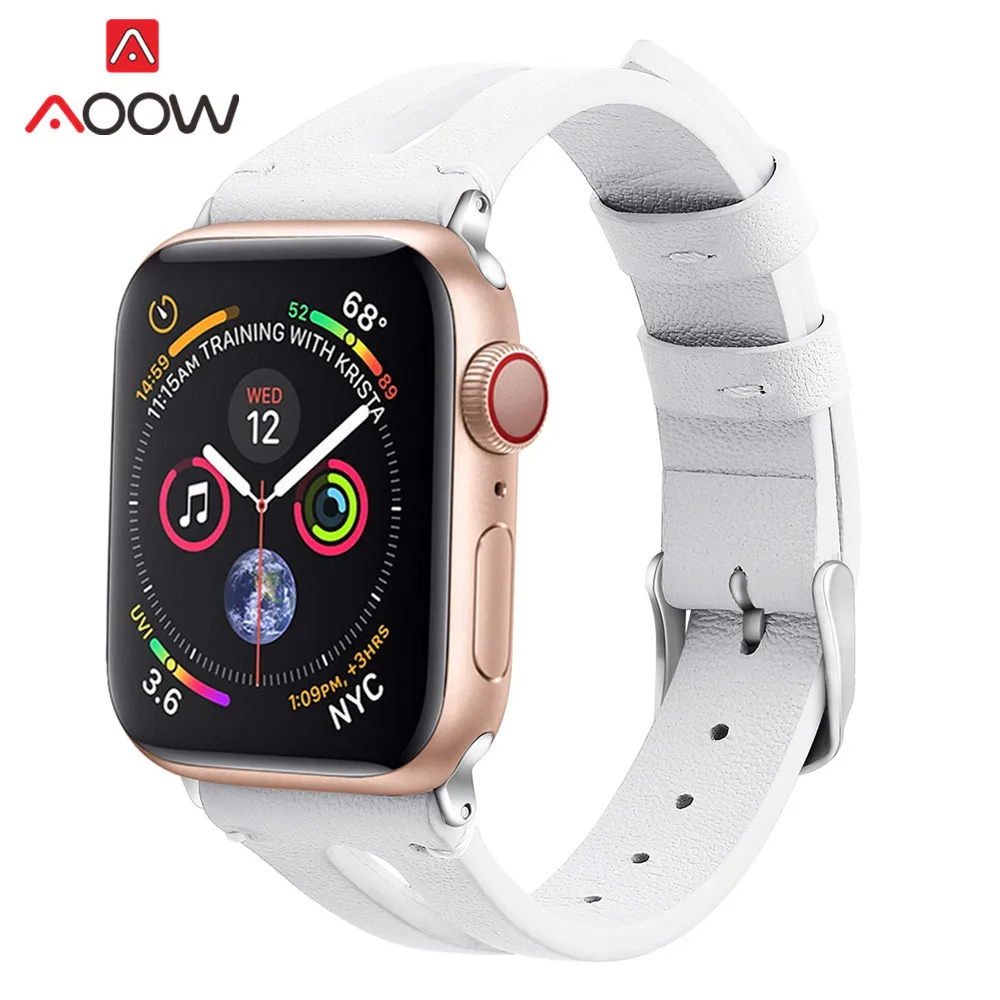 Ремешок из натуральной кожи с принтом для Apple Watch 40 мм 44 мм для iwatch 38 мм 42 мм ремешок серии 4 3 2 1 браслет аксессуары