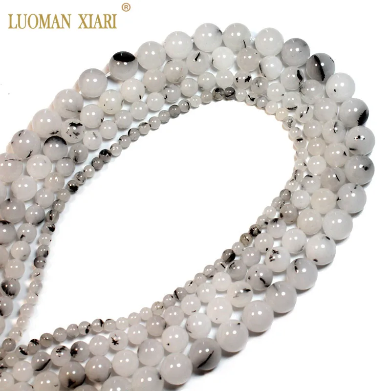 Wholesale Black Rutilated Quartz Round Natural Stone Beads For Jewelry Making DIY Bracelet Necklace 4/6/8/10 mm Strand 15'' |