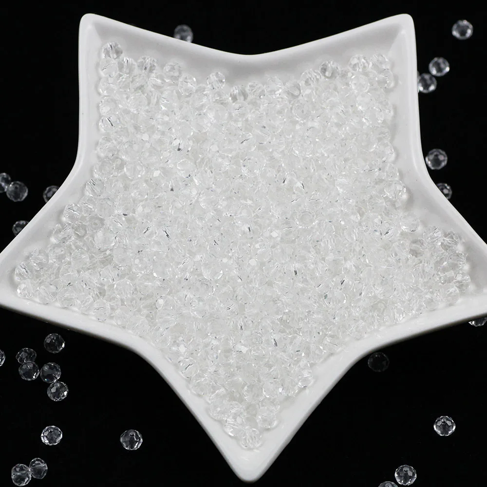 Белый цвет граненый круглый шар стеклянные бусины для изготовления ювелирных