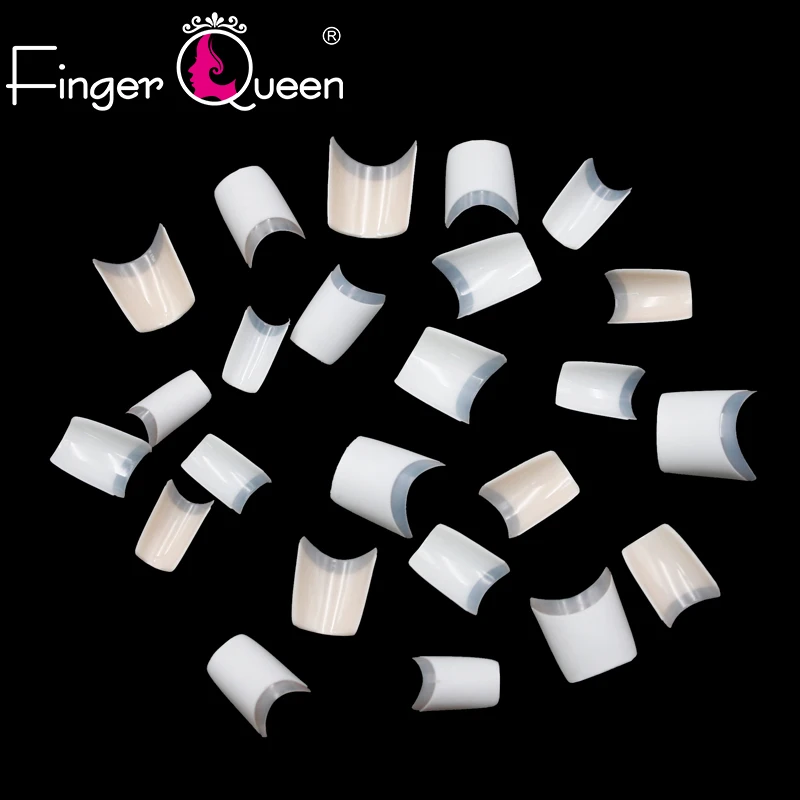 FingerQueen 12/24 шт. полу накладные ногти натуральный/прозрачный гроб искусственных