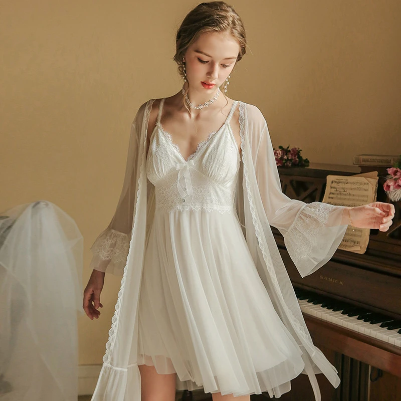 

Пижама женская шелковая из двух предметов, пикантная Ночная рубашка на бретельках, стильная сказочная принцесса, шелковая ночная рубашка д...