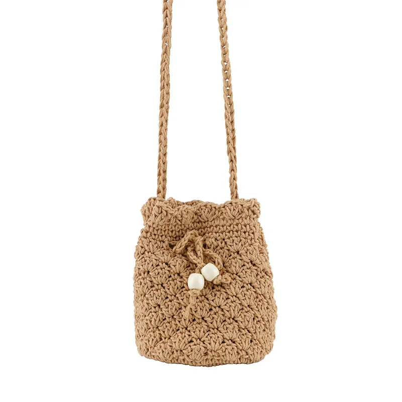 

Bohemia Bucket Bag Hemp Rope Hollow Leisure Bucket Bag Simple Hand Woven One Shoulder Messenger Bag Fashion Beach Bag