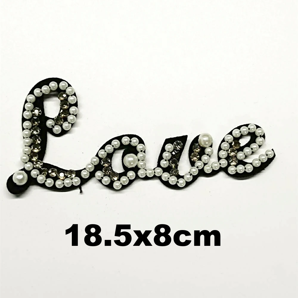

Apparel embroidery beaded love letter embroideried patches for clothing AM-3281