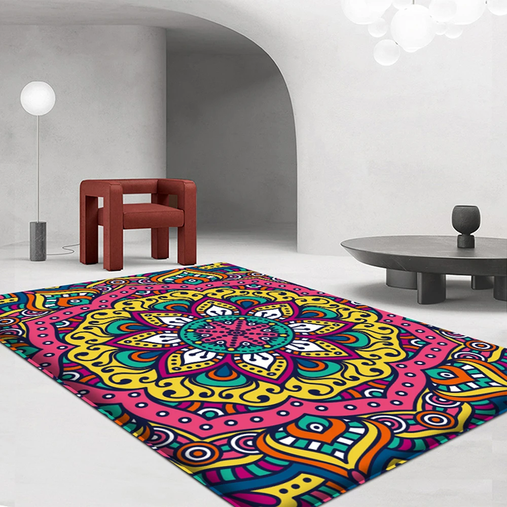 

2020 New Short Plush Mandala Carpet Round Shape Carpets for Living Room Bedroom Yoga Mat Seat Cushion Anti-slip Water Absorbing