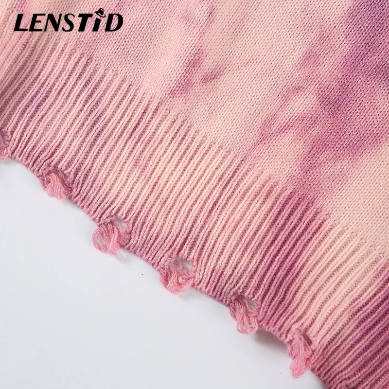 LENSTID 2019 Осень Harajuku ретро галстук краситель вязаный свитер для мужчин хип хоп