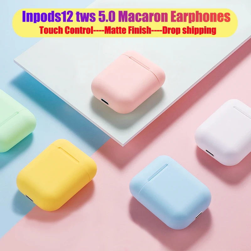 Macaron i12 tws, беспроводные наушники, Bluetooth 5,0, наушники, гарнитура,, сенсорный, всплывающие, настоящие стерео наушники, наушник для телефона