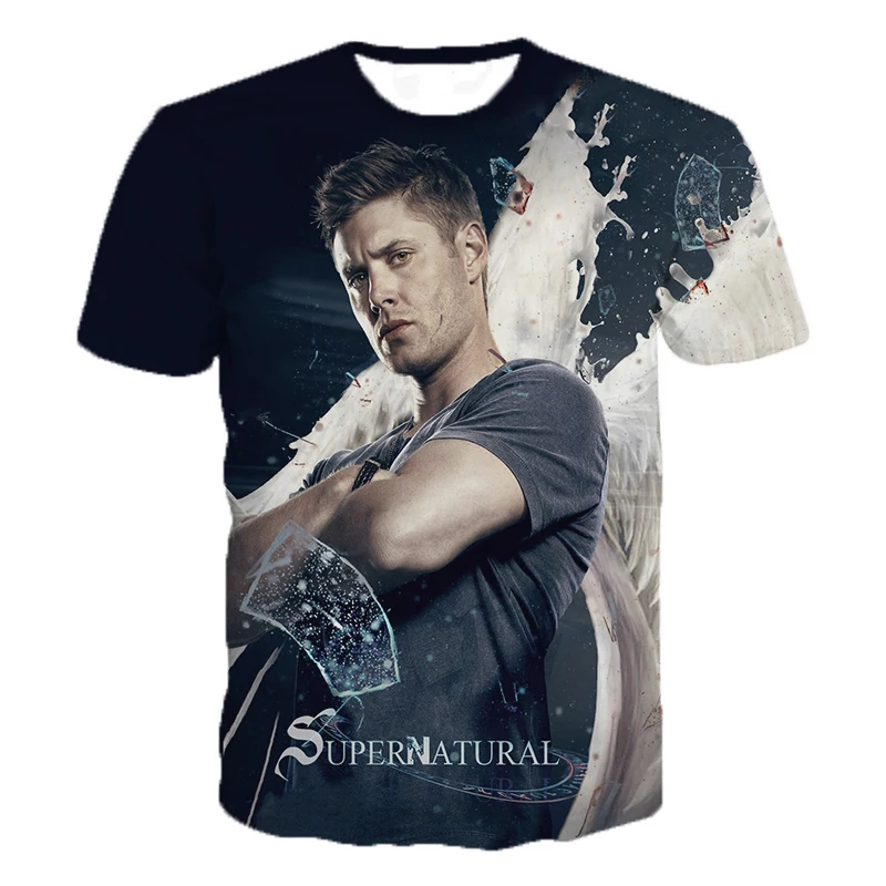 

Supernatural 3D Printed Short Sleeve T Shirt Horror TV Drama Fashion Casual T-shirts Men Women Streetwear Oversized Tee Tops