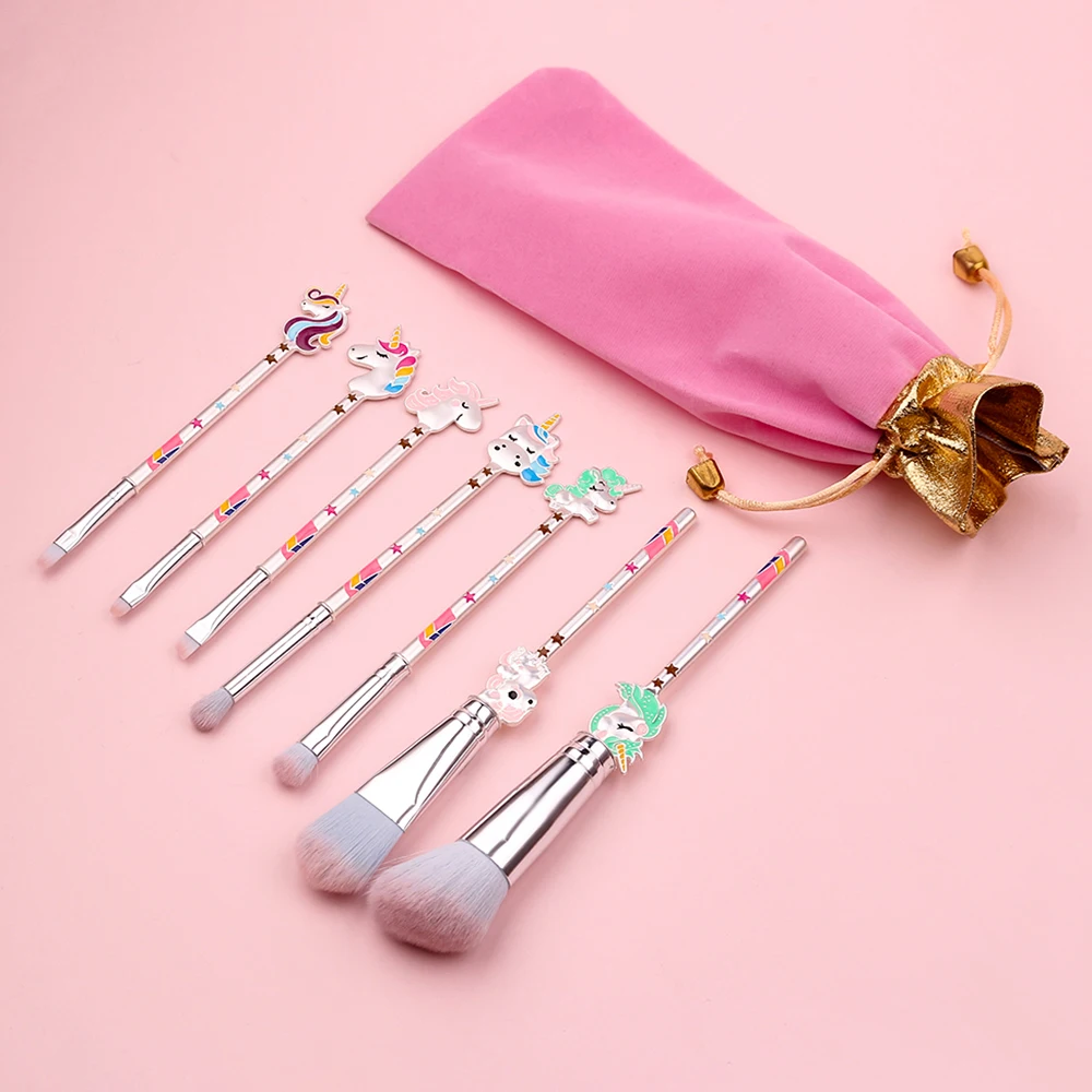 Бесплатная доставка набор кистей для макияжа с единорогом пудра основа теней