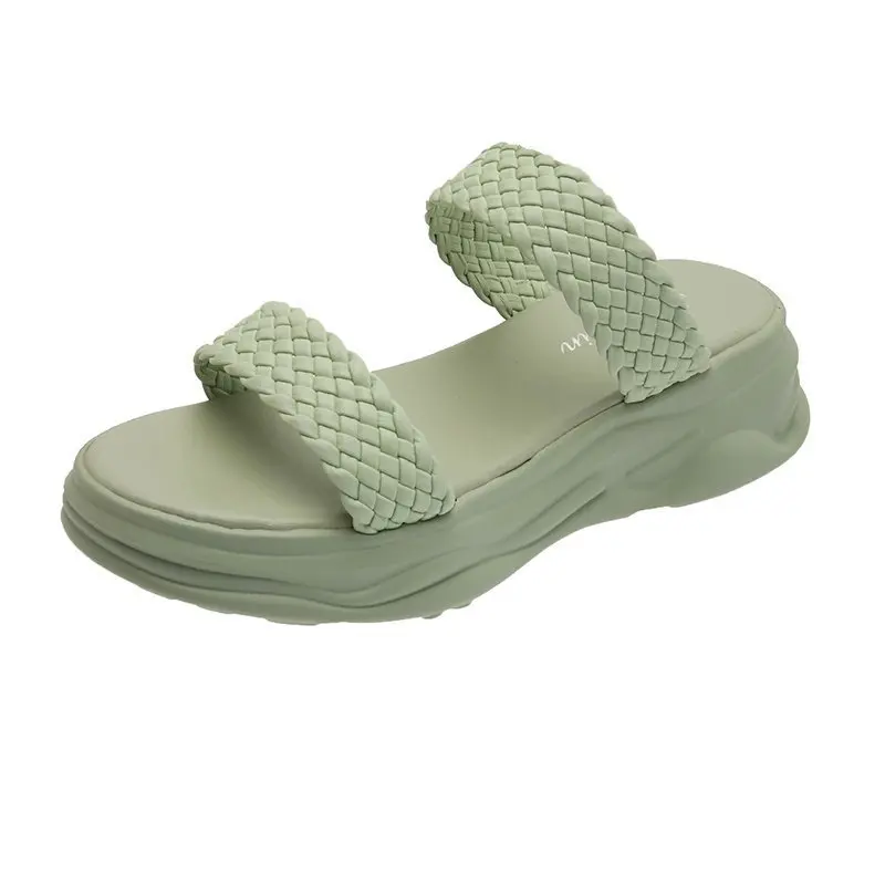 

Women's Sandals Summer 2021 New Platform Wedge Fashion Trending Fairy Style Ins Fashionable Woven One-Strap Roman Shoes A720