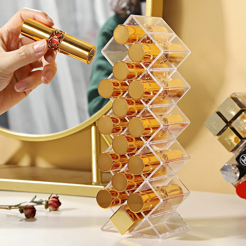 

16 Grid Lipstick Storage Box Cosmetic Storage Organizer Transparent Acrylic Lipstick Display Rack Stackable Fish Type Large