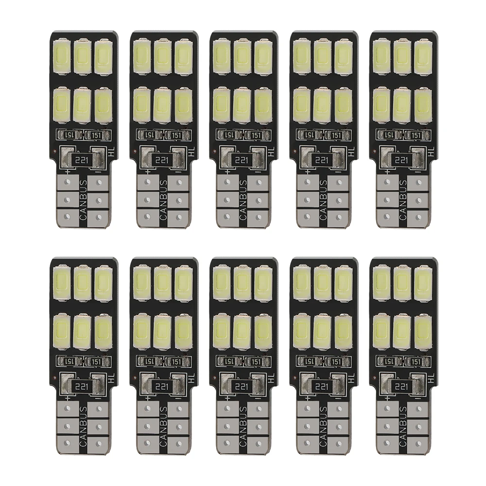 

10 шт. T10 светодиодный Canbus светодиодные лампочки Светодиодный лампы 5050 12SMD безошибочное действие автомобиля Купол Чтение светильник 12V 6000K По...
