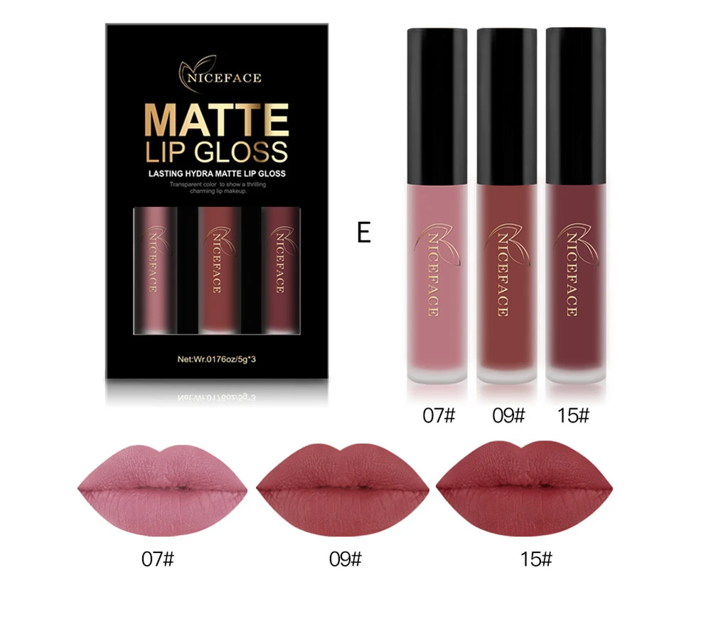 Набор жидкой помады 3 шт. стойкая матовая губная помада макияж водостойкая