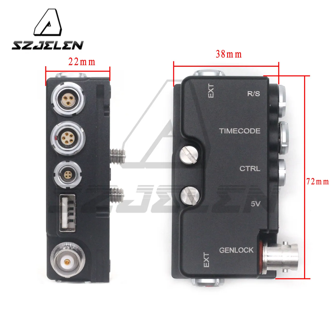 B-Box RED KOMODO EXT9-pin splitter-R/S (3pin Fischer) код времени (0B 5pin) CTRL (00B 4pin) 5В (USB) Genlock (BNC)