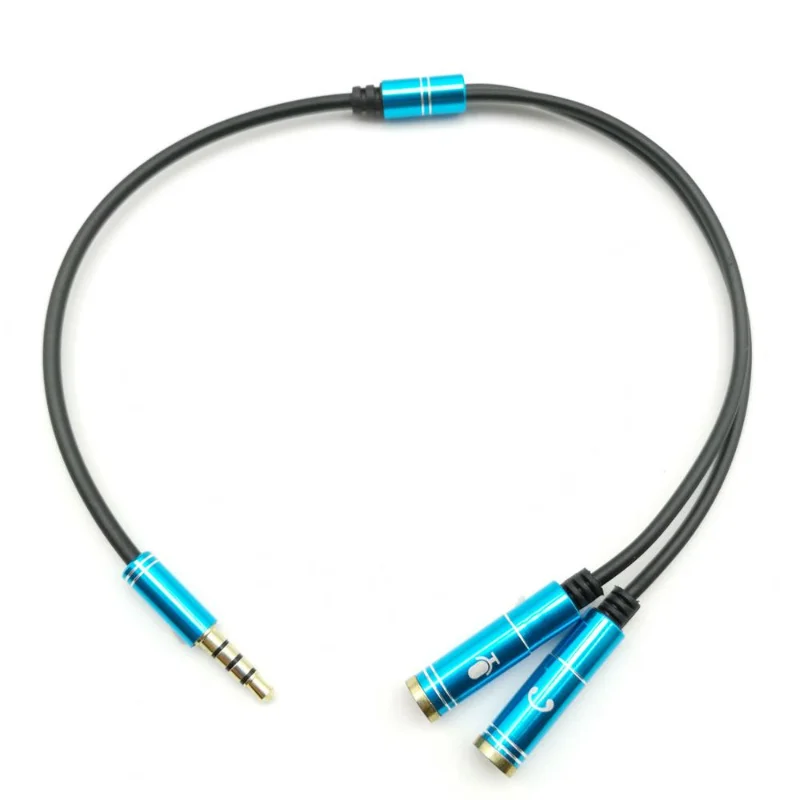 

Two-in-one audio Adapter Dual 3.5 MM Headphone Plug Audio Cables Splitter Microphone+Stereo plug 2 in 1 4 pole Headset Connector