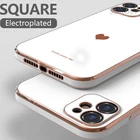 Противоударный силиконовый чехол с сердечком для iPhone 12 11 Pro Max XR XS X 8 7 Plus SE 2020, квадратный мягкий чехол