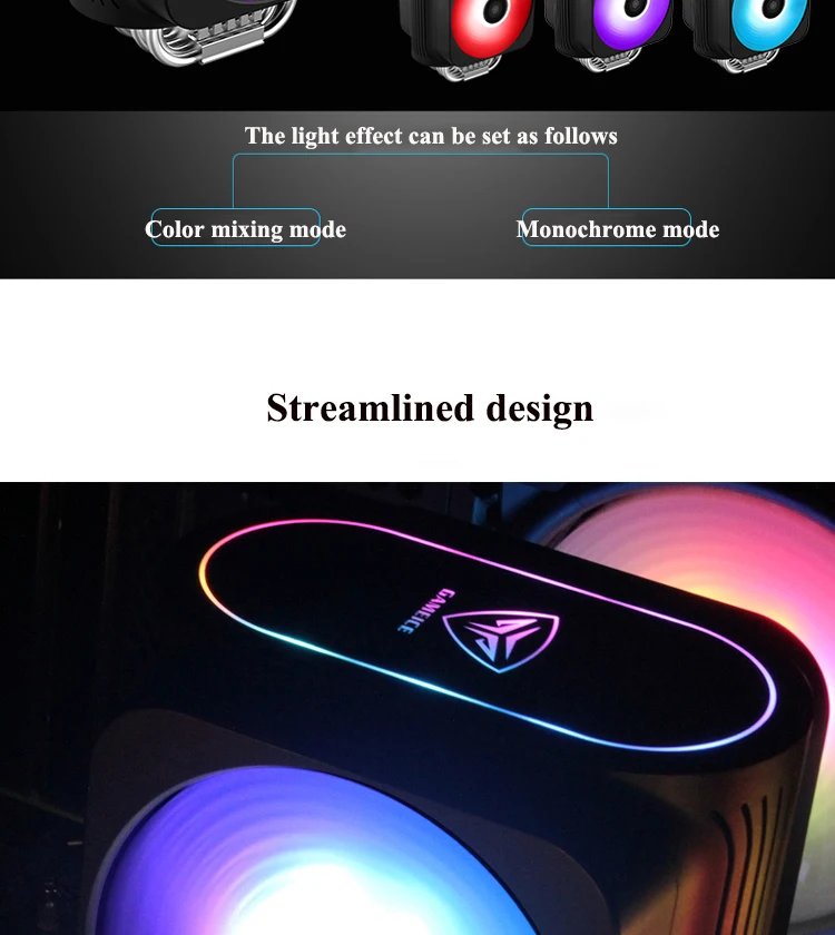 Pccooler RGB dual 120 мм/12 см PWM кулер для процессора с 6 медными тепловыми трубками, высокопроизводительный охлаждающий вентилятор