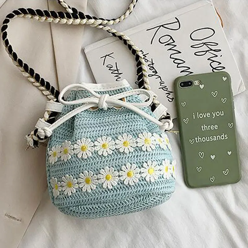 Богемные соломенные сумки для женщин 2020 тканая насосная мини сумка-ведро пляжные