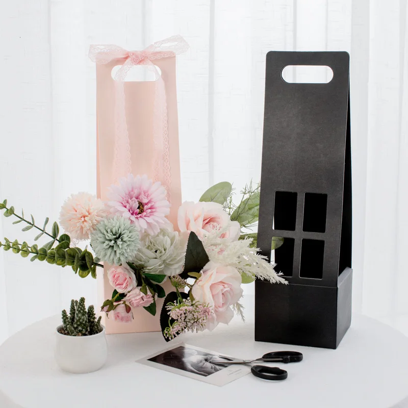 Свежий цветок Перевозчик Бумага Цветочная композиция корзина Портативный цветы