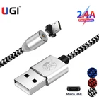Магнитные кабели UGI 2,4 А, кабель для быстрой зарядки типа C, зарядное устройство, кабель Micro USB, кабель USB C для Samsung OnePlus Xiaomi RedMi, серебристый