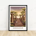 Плакат с Мадагаскаром, настенный арт-принт, Постер путешествий, Baobabs Lemurs