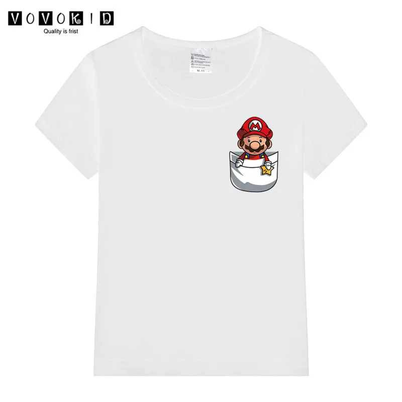 Забавная футболка с принтом «Super Mario Bros» для маленьких девочек и мальчиков, Детская летняя футболка с принтом «Король льва», рубашка на День Благодарения - Цвет: T125G-white