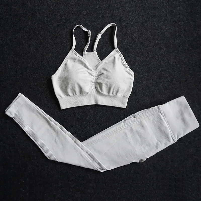 

2020 New Ins Women Sportwear Seamless Yoga Set Gym Leggings Padded Workout Sport Bra Fitness Clothing 2PCS Suit 10 Colors