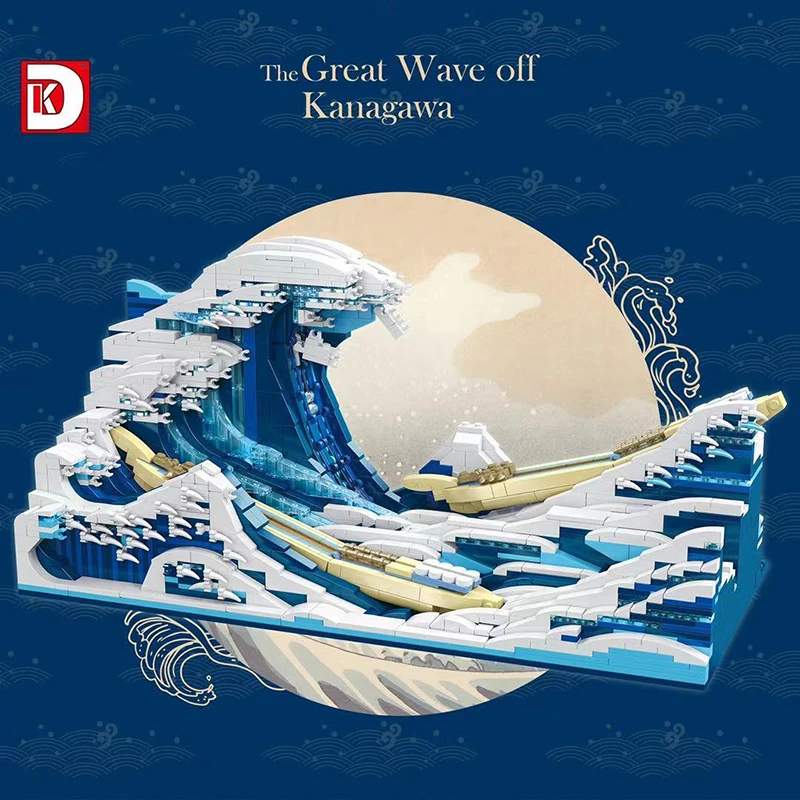 MOC пиксель искусство мозаика живопись строительный блок большая волна Off Kanagawa