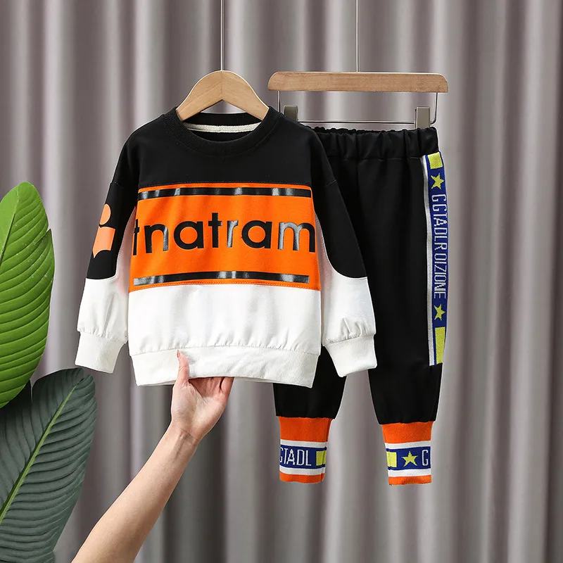 

Toddler Baby Boy Casual Clothing Set Sweatshirt Long Sleeve Patchwork Letter Kids Outfits Child Pullover Tracksuit Suits 1- 6 Y