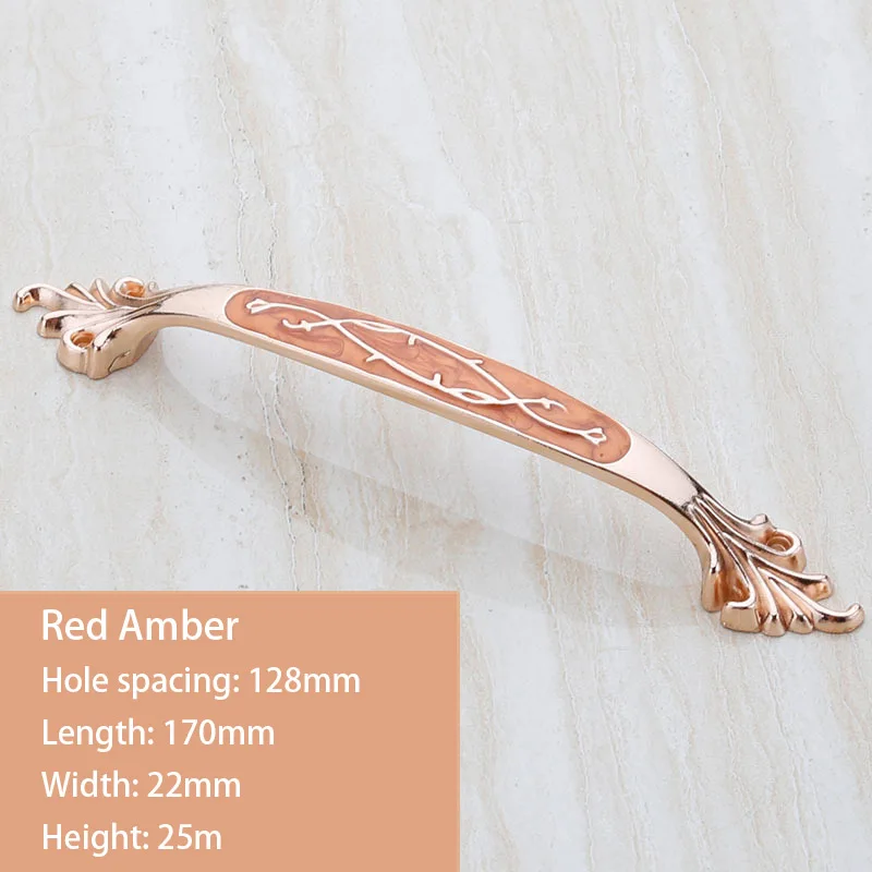 Red Amber 128mm Мебельная дверная рукоятки и ручки шкафа ящика, кухонное оборудование аксессуары винтажный Шкаф Тянет, утолщенная Базовая белая ручка - Цвет: Red Amber 128mm