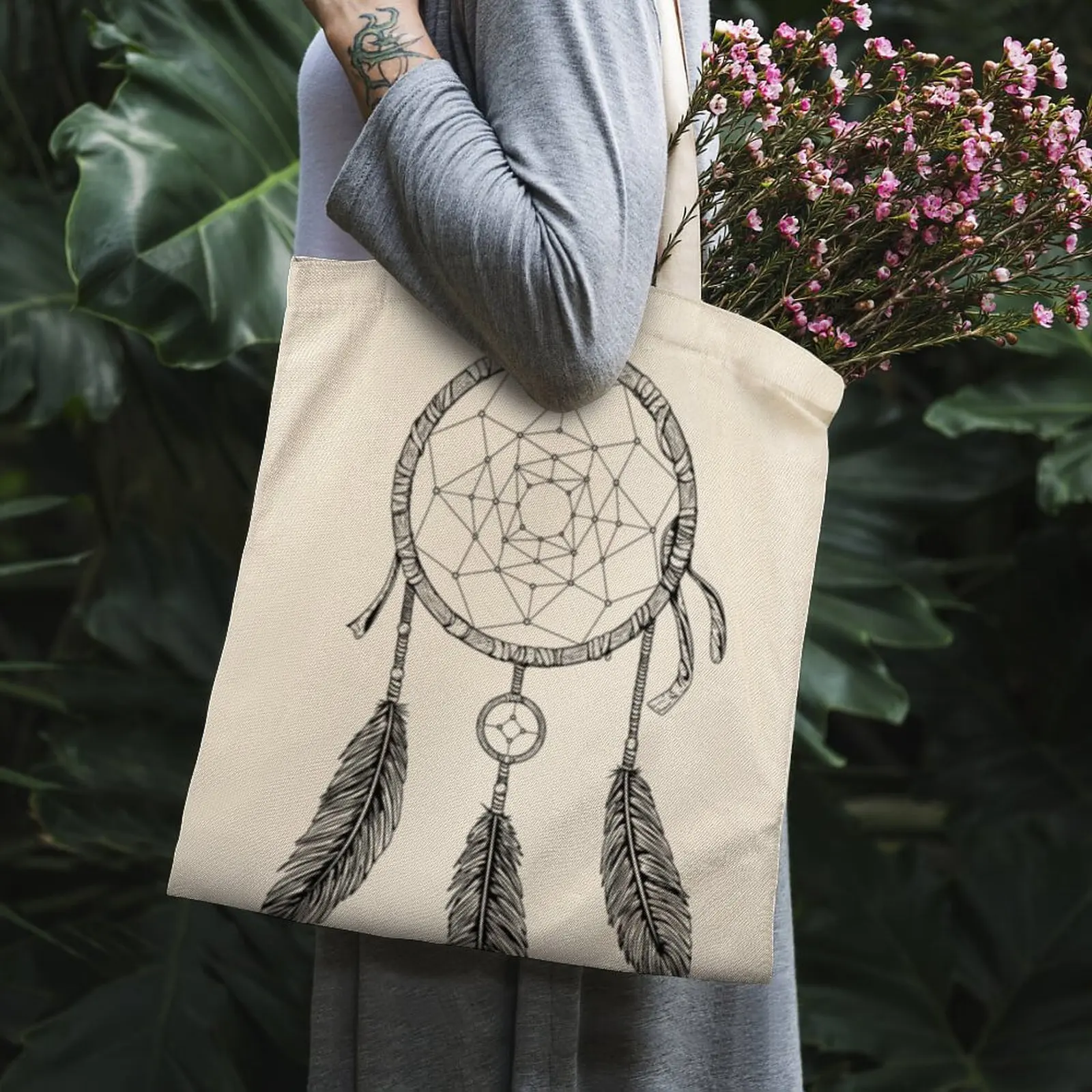 

Dream Catcher Tote Bag White Carrier Bag Chic Shopping Custom Logo