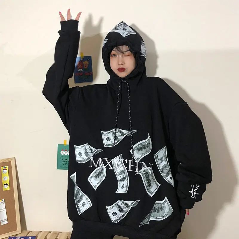 

Spring and autumn loose lazy Korean style can't afford the ball sweater women's tide ins plus velvet thick hooded Swag women top