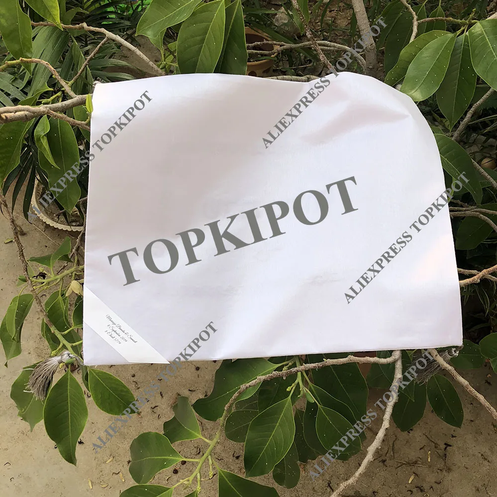 Белая Льняная Свадебная тарелка с серебристо-серым логотипом с вышивкой