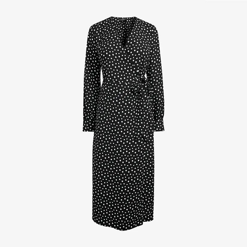 Женское сексуальное платье в горошек с v-образным вырезом для офиса элегантные