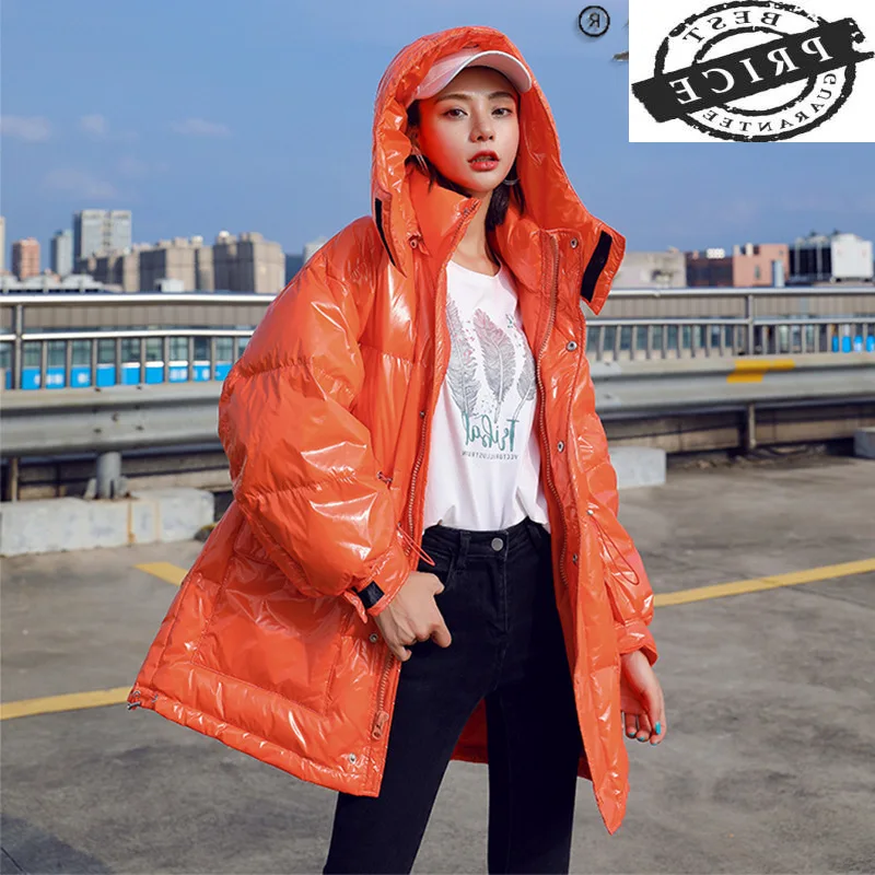 

Female Jacket Winter 2021 Autumn White Duck Down Jackets Coats Woman Glossy No Wash Parkas Women's Clothing Casaco TN160