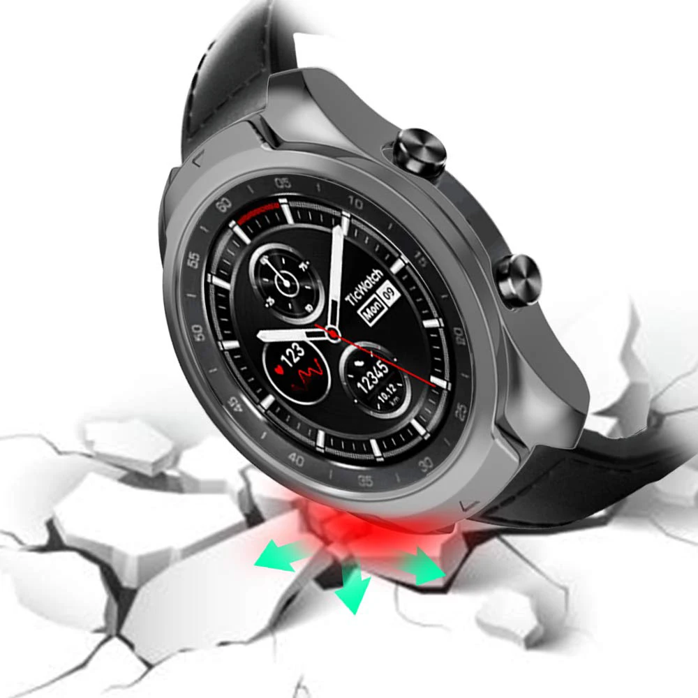 2 в 1 защитный чехол + Защитная пленка для экрана смарт часов Ticwatch Pro силиконовый из