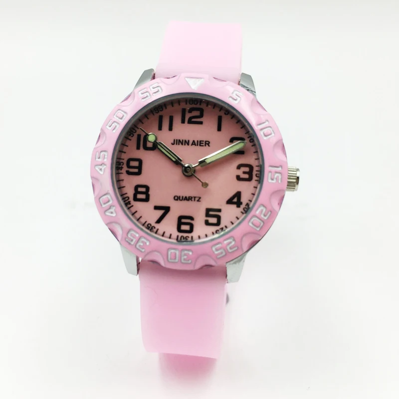 Часы наручные женские кварцевые милые модные простые Стильные с розовым желе
