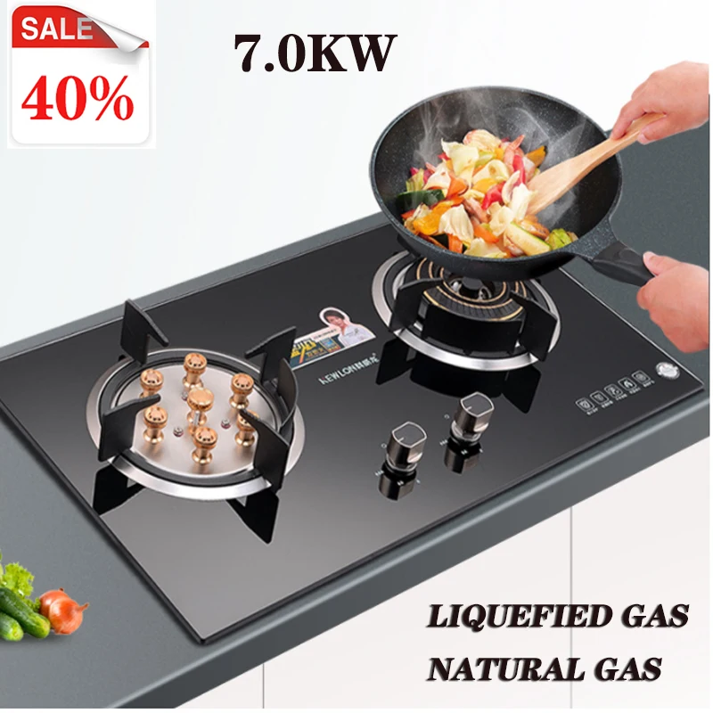 

Gas Stoves Embedded Dual Stove Natural Gas Liquefied Gas 4.5KW Fierce Fire Home Tempered Glass Energy Saving Cooking Kitchenware
