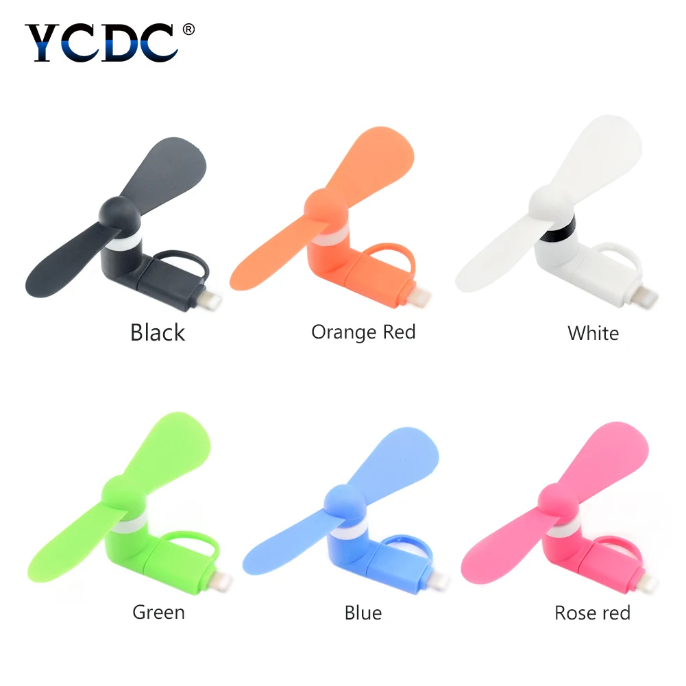 

TPE Plastic DC 5V 2-in-1 Cooling USB Fan Micro USB Mobile Phone Cooler Fan For IPhone Android Cell Phone Strong Wind Low Noise