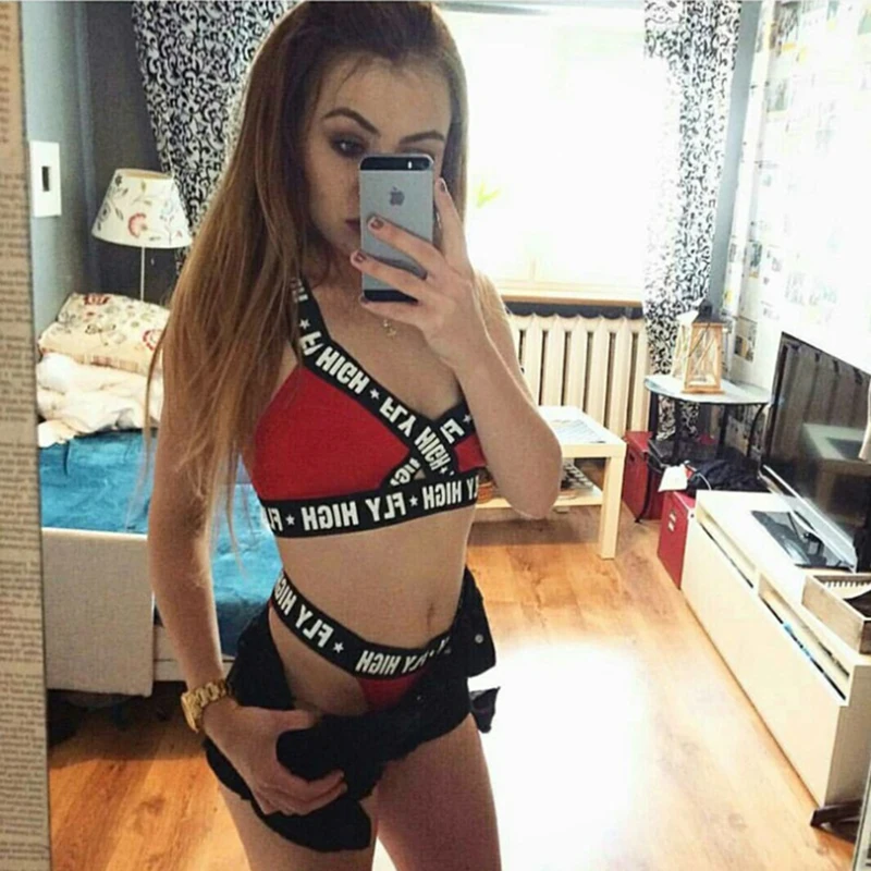 Летний сексуальный модный однотонный комплект нижнего белья с надписью женское