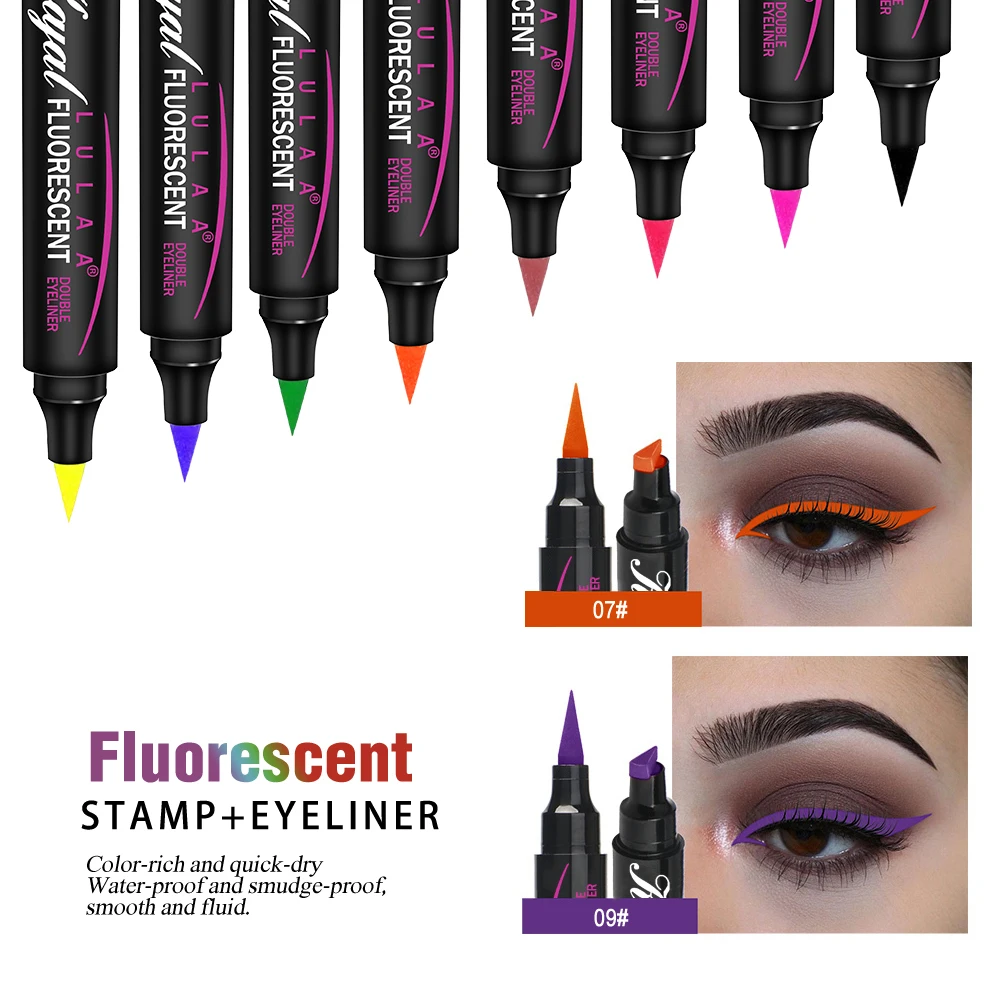 Двусторонняя жидкая подводка для глаз водостойкая быстросохнущая цветная синяя