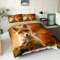 3d print duvet cover lifelike fox pattern double bedspread with pillowcases king queen size bed sheets