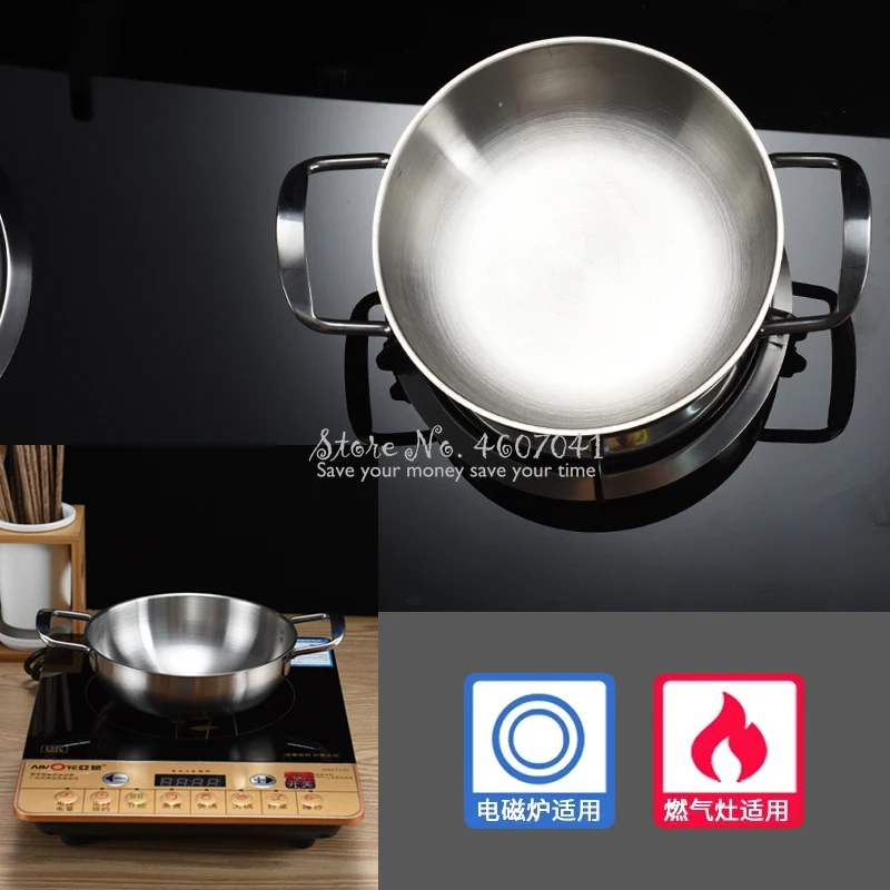 18 см/20 см/22 см нержавеющая сталь Hotpot плоское дно кастрюля для приготовления пищи горшок для Раков морепродуктов кухонный кастрюля для индукционной плиты