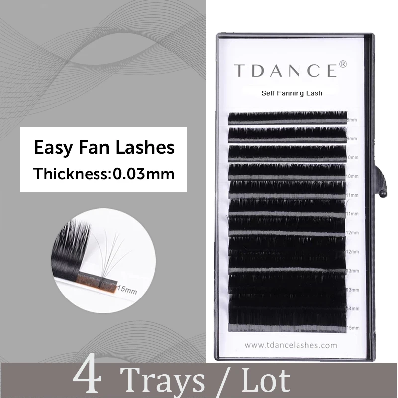 TDANCE 4 шт./лот Easy Fan Bloom толщина 0 03 Наращивание Ресниц Быстрый веер для