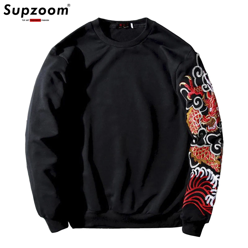

Новое поступление, горячая Распродажа, повседневная хлопковая Футболка Supzoom с круглым вырезом и полной вышивкой дракона, модный топ в стиле ...