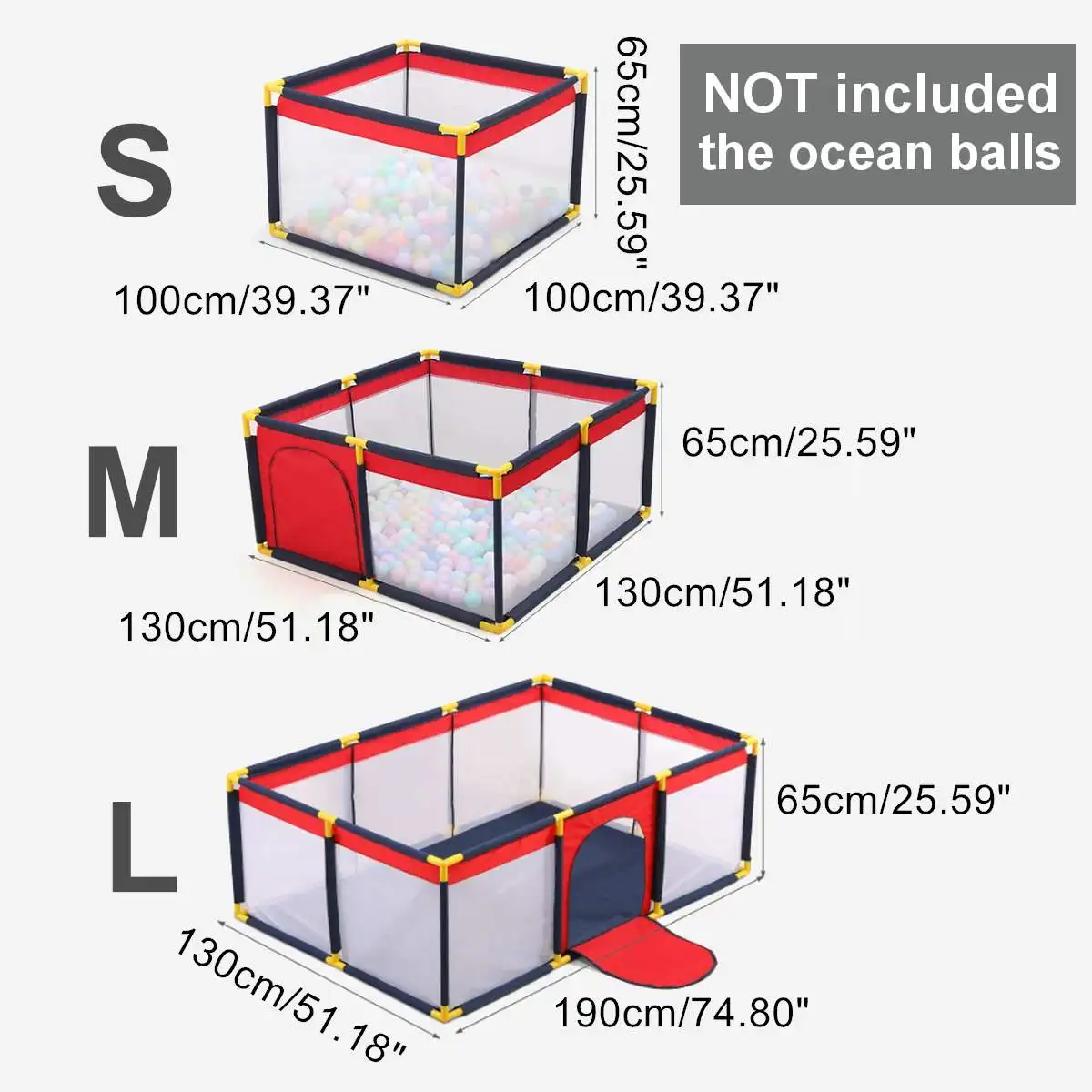 

S/M/L Children's Playpen with Nets Baby Playpen Children Fence Baby Playground Baby Park Child Safety Barrier