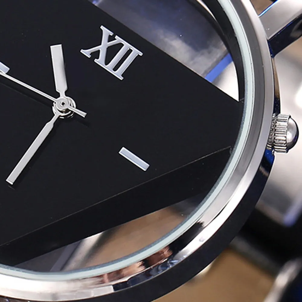 

Quartz Watch Creative Geometry Hollow Dial Leather Strap Watch for Men 2021 Casual Business Wristwatch Montre Homme Drop Ship