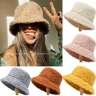 Панама женская уличная плюшевая, модная теплая мягкая шапка-мешок из ягненка, Повседневная шапка рыбака, Осень-зима
