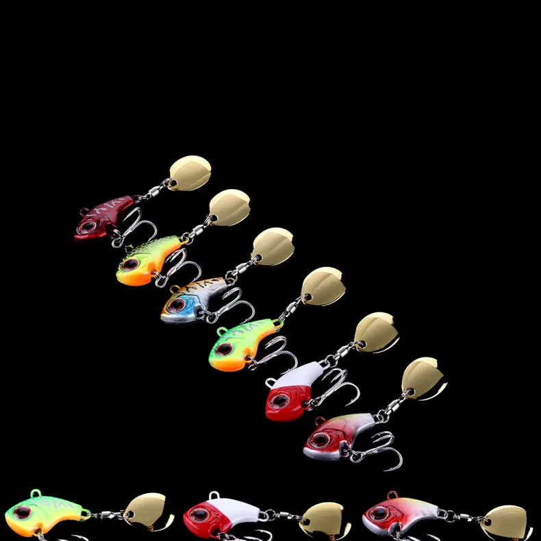 1 Pcs VIB Rotating Metal Fishing Lure 9g 13g 16g 22g Spoon Hard Bait Winter Ice Fishing Tackle Crankbait Vibration Spinner