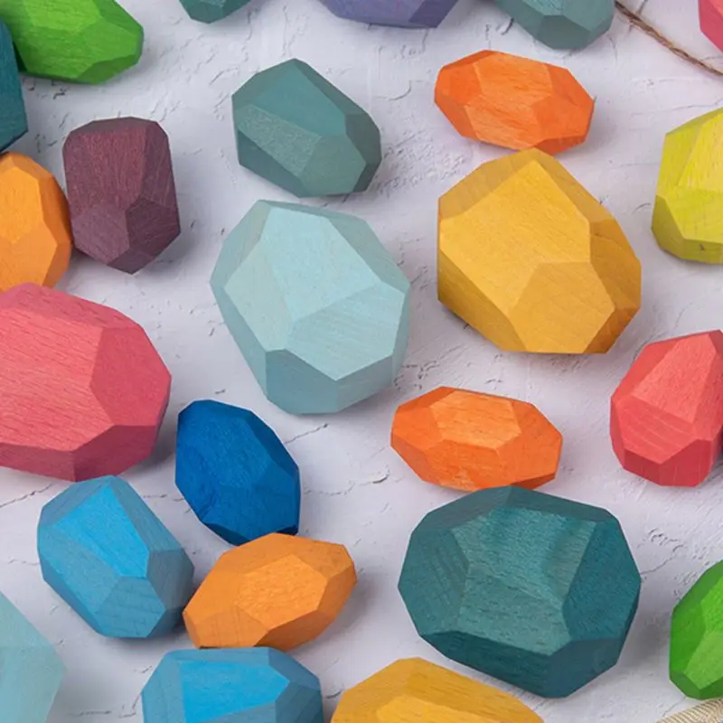 

20 Pcs Children Wooden Stone Stacking Game Building Block Kids Educational Toy 23GD